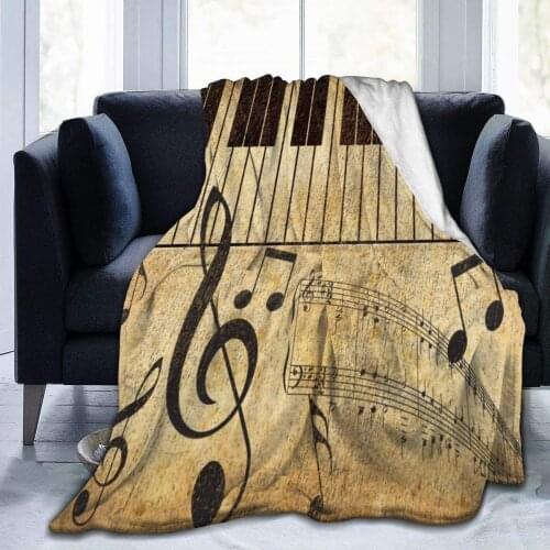 Vintage Music Note Flannel Fleece Throw Blanket 47"x60" Living Room/Bedroom/Sofa Couch Warm Soft Bed Blanket for Kids Adults All