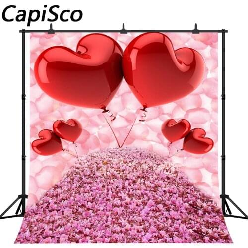 Capisco Valentines Day photography backdrop Love Balloon Romantic Cherry Blossom Avenue Background wedding Portrait Photo