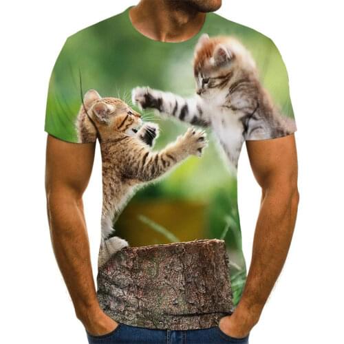 2021 New style male/female fashion cool T-shirt two cats printing 3D T-shirt summer short-sleeved T-shirt male/female T-shirt XX