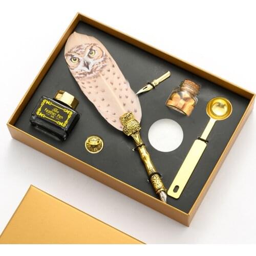 Calligraphy Pens, Feather Quill Pen Set with Extra Nibs, Feather Pen, with Wax Seal Kit in Beautiful Storage Box