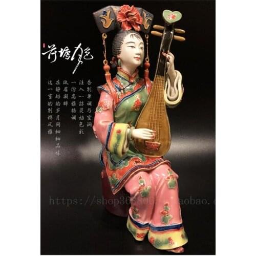 Doll ceramic handicraft creative ladies decoration pieces handmade master boutique girl big bass Beauty figure Sculpture statue