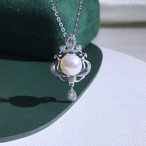 Fashionable 925 Sterling Silver Pendant Mount Base Settings Mountings Findings Parts for Pearl Crystal Jade Agate Beads Stones