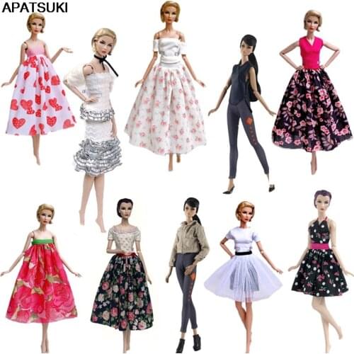 Fashion Doll Costume For Barbie Doll Suit Fancy Party Dress Groe Shirt Mini Dress 1/6 Doll Accessories Childrens Toys