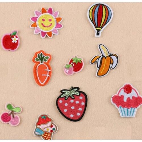 Apple Strawberry Iron On Patch Embroidered Clothes Patch For Clothing Woman Girl Clothes Stickers Garment Apparel Accessories