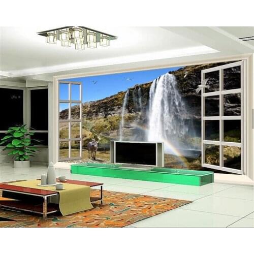 Waterfall Natural Mural Landscape Modern Wallpaper Roll 3D Photo Wallpapers for Living Room Wall Decor Wallcoverings 3d Custom