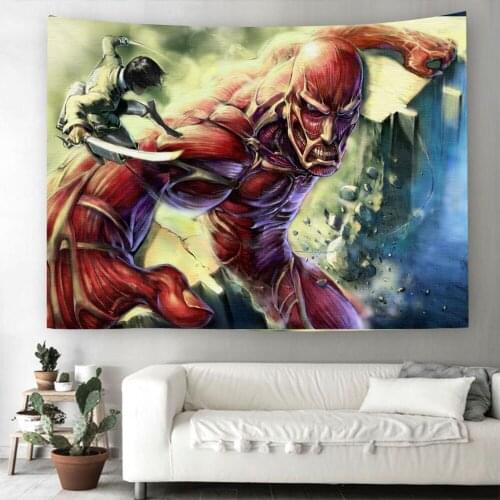 Attack on Titan Cartoon Anime Tapestry Wall Hanging Polyester Bedroom Decor Bedspread Beach Mat Blanket Yoga Mat Tapestries