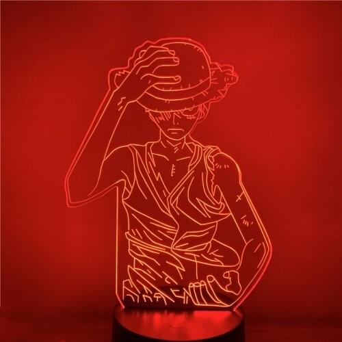 One Piece Anime 3D Lamp Monkey D Luffy Night Light Set Colorful Desk Lamp LED Novelty Lighting Anime Christmas Lampara Zoro Gift