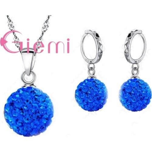 Factory Price Cubic Zirconia Necklace Pendant Hoop Earrings Sets For Women Trendy Exquisite 925 Sterling Silver Jewerly