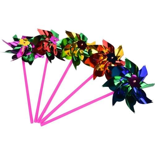 5pcs/set Plastic Thin Windmill Toy Spinner Pinwheel Whirl Self-assembly Flower Windmill Toy Yard Decor Outdoor Toy Color Random