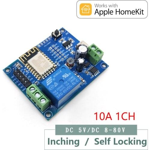 Homekit WiFi Relay Module Inching Switch Self-locking Entry Access Gate Control Garage DC 5V 12V 8V-80V