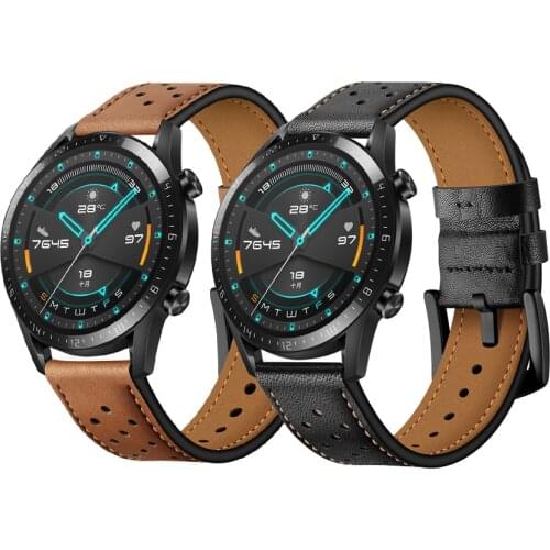 Leather Watchband for HUAWEI WATCH GT 2 46mm Strap Band for HONOR Magic / MagicWatch 2 Replaceable Accessories