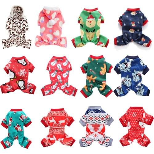 Christmas Dogs Pajamas Warm Pet Dog Jumpsuits Clothing Fleece Pet Dog Clothes For Dogs Coat Jacket Chihuahua Yorkshire