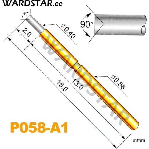 100pcs P058-A1 Dia 0.4mm Spring Test Probes Pogo Pin Length 15.0mm (Stroke Spring Froce:70g)
