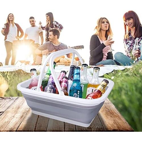 Folding Bucket with Handle Thickened Portable Camping Wash Bucket Collapsible Wash Basin Mop Bucket for Home Outdoor Camping