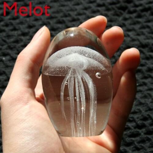 Glass Handicraft Home Ornaments Creative Cute Family Decoration Crystal Luminous Jellyfish Gift