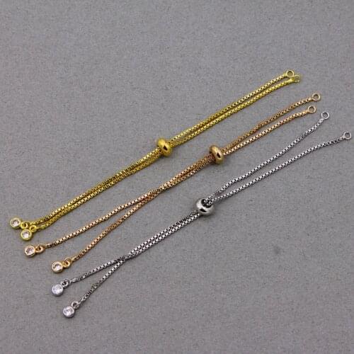 Both sides12cm Brass rhinestone simple adjustable bracelet chain for jewelry making diy bracelet chains accessories