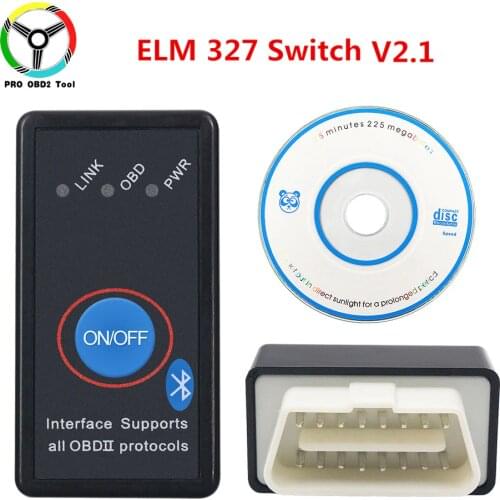 Super Mini ELM327 Bluetooth ELM 327 Switch V2.1 On/Off Button OBD2 Car Diagnostic Tool Multi-Languages For OBDII Protocols