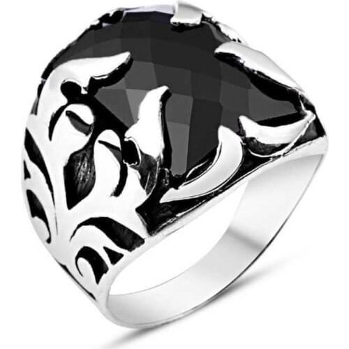 Tevuli 925 Sterling Silver Black Cz Flame Men 'S Ring