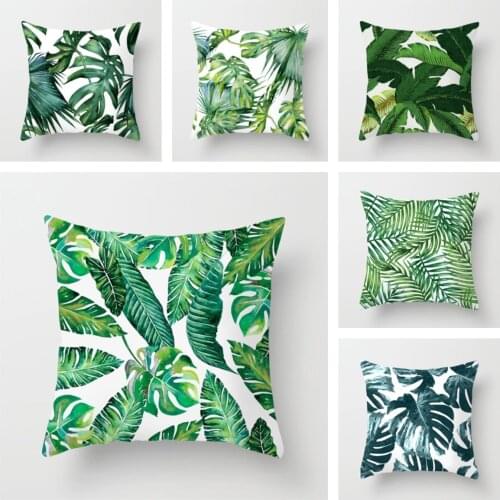 Tropical Plant Office Fabric Sofa Cushion Cover 16x16in 18x18in 20x20in 24x24in Short Plush Home Decoration Pillow Cover