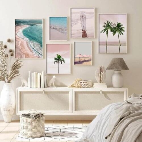 Tropical Seascape Canvas Painting Sea Beach Art Poster Surf Print Palm Tree Posters Nordic Landscape Wall Pictures Home Decor