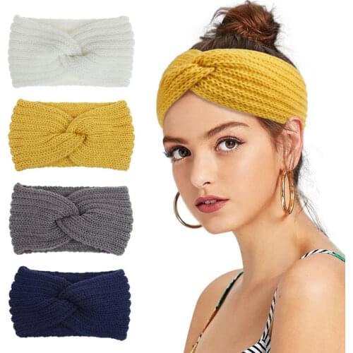 European and American hand-knitted cross headband, warm autumn and winter scarf, ear protection, fashion simple woven headband