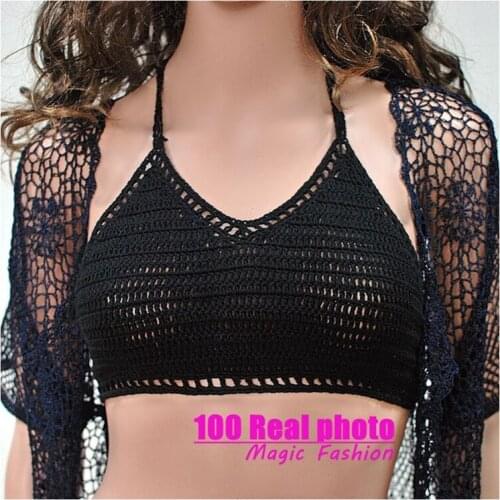 Handmade Crochet Bikini Swimwear Sexy Crop Top Beaches Swimwear in 100% Cotton