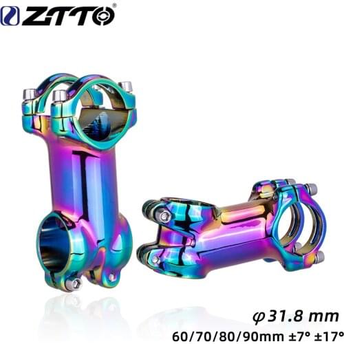 ZTTO Rainbow MTB/Road Bike Polished Stem 7/17 Degree 60 70 80 90 Mm High-Strength Lightweight Fit 31.8mm Handlebar XC AM 2021