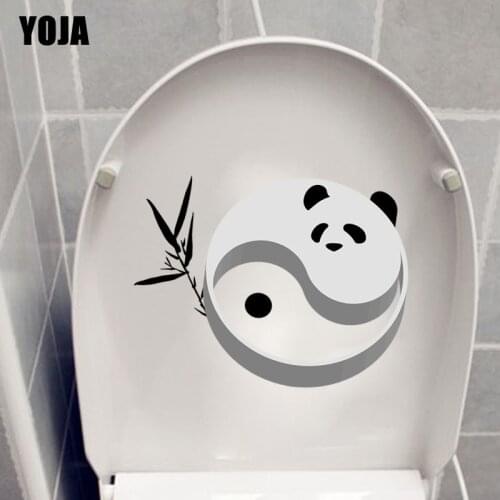 YOJA 22.4X17.3CM Yinyang Bamboo Panda Toilet Decal Cartoon Wall Sticker Home Decor T3-1119