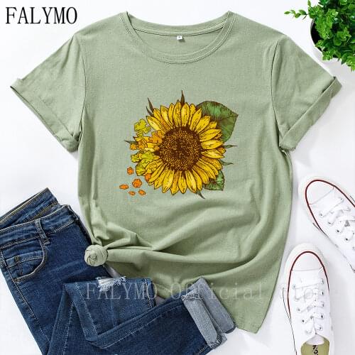 Sunflower Shirt Garden Shirts Womens Fall Shirt Women Short Sleeve Cotton Summer Tops Graphic T-shirts Female Top Tee Shirt