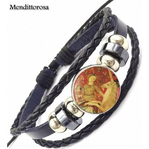 For Women Unicorn In Captivity 2017 New Arrival Glass Cabochon Black Leather Bracelet Bangle Lovers Best Friendship Jewelry