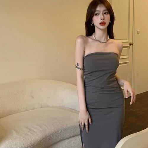 Dress womens summer 2021 new corset top dress Slim split bag hip dress Royal elder sister light wind dress