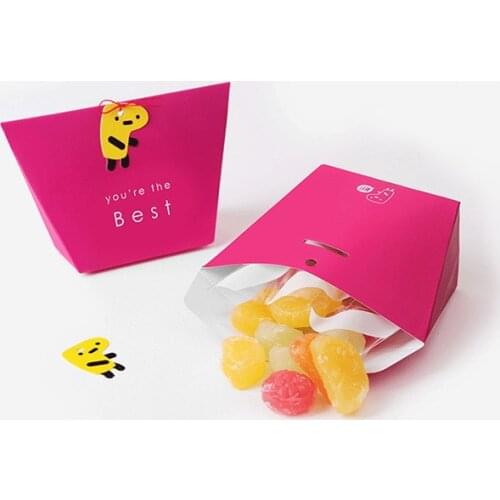 10pcs deep rose red Paper Box yellow elf tag birthday baby shower Favors Gifts Decoration as Candy Storage Boxes