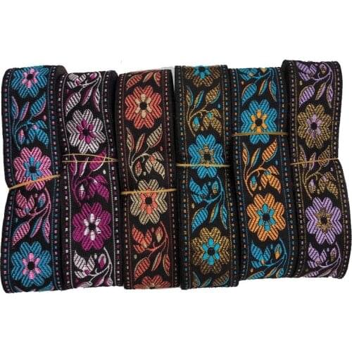10yards/lots wide about 3.4cm Woven Jacquard Ribbon Trims flowers pattern for curtain and clothing accessory LS-2102
