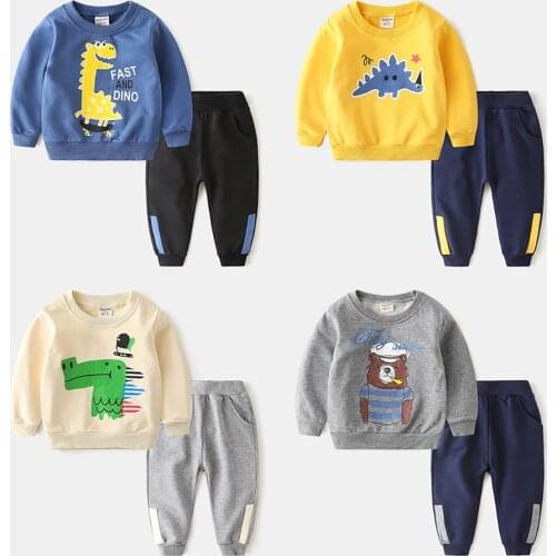 2021 Autumn New Baby Girls Clothing Set Cartoon Dinosaur Cotton Newborn Baby Boys Clothing Infant Girls Suit Set Baby Clothes