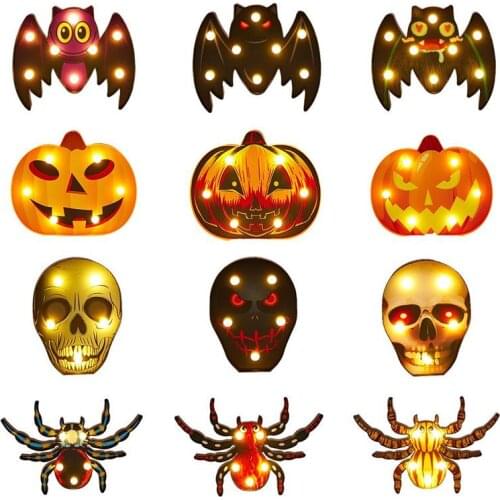 3D Halloween Pumpkin Skeleton Bat Spider Night Light Toy Halloween Decoration LED Lights for Family Parties Bars Restaurants