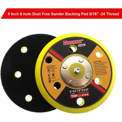 5 Inch 6-hole Dust Free Sander Backing Pad 5/16" -24 Thread Hook & Loop Sanding Pad Sandpaper Holder Abrasive Tool Accessories