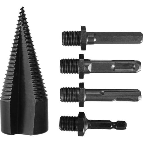 5PCS 42mm 45mm U shape Firewood Splitter Drill Bit Round/Hex/Square Shank Wood Cone Reamer Punch Driver Bit Woodworking Tool