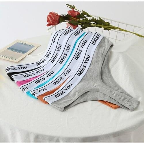 5pcs Cotton Sports Panties For Woman Sexy Thongs Underwear For Women Female T-back G-string Underpants Ladies Intimates BANNIROU