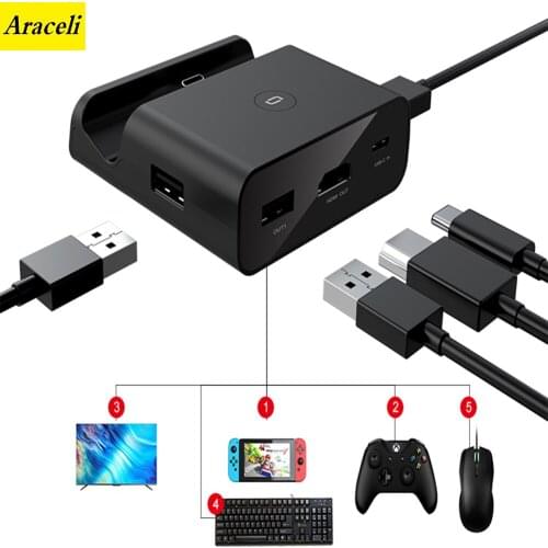 5 In 1 30W High Power 2A Fast Charging Dock Video Converter For Nintendo Switch 1080P HDMI TV Type C Charger Stand Charger Base
