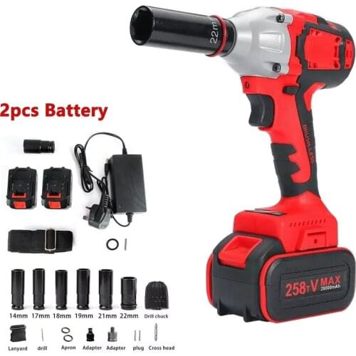 88VF 520Nm Spanners Electric Brushless Cordless Impact Wrench Driver with 2pcs Battery and Charger 6 Rattle Sockets Power Tool