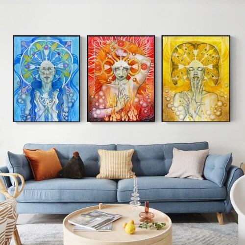 Abstract Nude Girls Painting Four Element Earth Air Fire Water Poster And Prints Canvas Art Picture for Living Room Home Decor