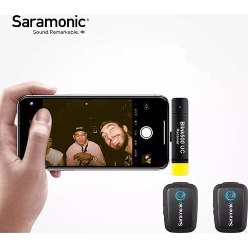 Saramonic Blink 500 Wireless Record Microphone System 2.4GHz Dual-Channel Lavalier Microphone for iPhone Android DSLR Camera