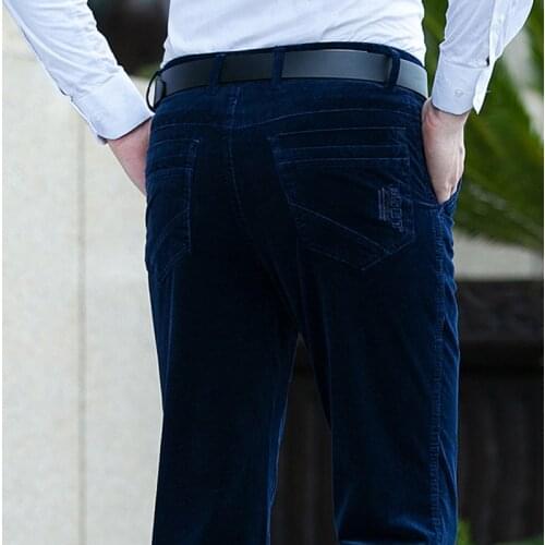 Fashion Casual Mens Thick Pants Straight Corduroy Long Pants Men Autumn Winter High Waist Trousers Casual Pants Male Bottoms