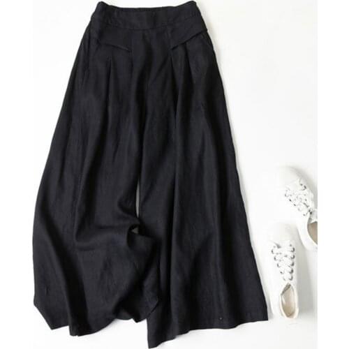 Summer Women Pants Pockets High Waist Wide Leg Loose Thin Slacks Trousers for Daily Life