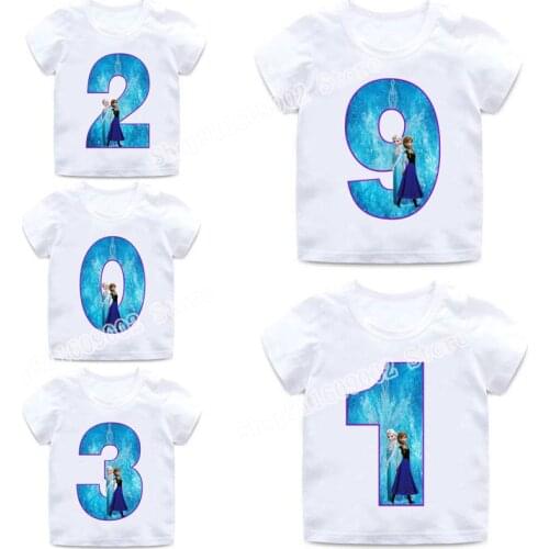 Frozen Graphic T Shirts Aesthetic Kawaii Clothes Anna Tees Alsa Tops Children Short Sleeve Happy Birthday Clothes Accessories