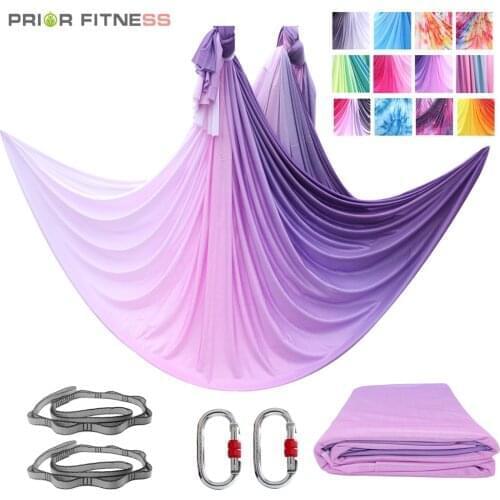 Yoga Hammock 9Yard/8M Nylon Aerial Yoga Swing Hammock Kit for Improved Yoga Inversions Flexibility Core Strength Ombre Dyeing