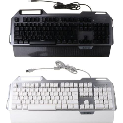 104Keys USB 7 Color RGB Aluminum Alloy Esports Gaming Keyboard with Mobile Phone Stand Volume Adjustment Knob with Function Key