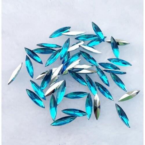 Horse Eye Acryl Non Hot Fix Rhinestones Crystal Leaf Nail Art Rhinestones For Nail Art DIY 4*15mm 750pcs -E895*5
