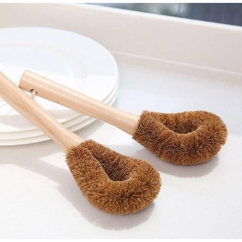 Kitchen Gadgets Cleaning Brushes Cup Cleaner Pot Brush Glass Milk Bottles Accessories Multifunction 1Pcs Natural Coconut Palm