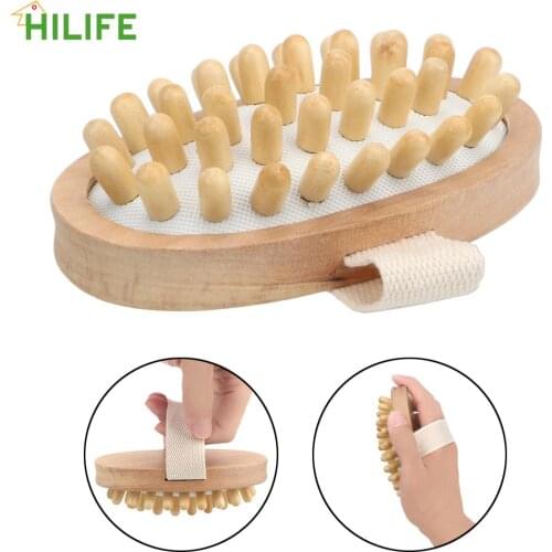 Cellulite Reduction Body Brush Natural Wood Wooden Body Massager Head Scalp Massage Tool SPA Shower Brush Relieve Tense Muscles